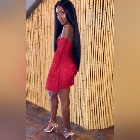 Twiley Collection NWOT Off The Shoulder Bardot Bell Sleeve Sequin Party Dress - Picture 3 of 15